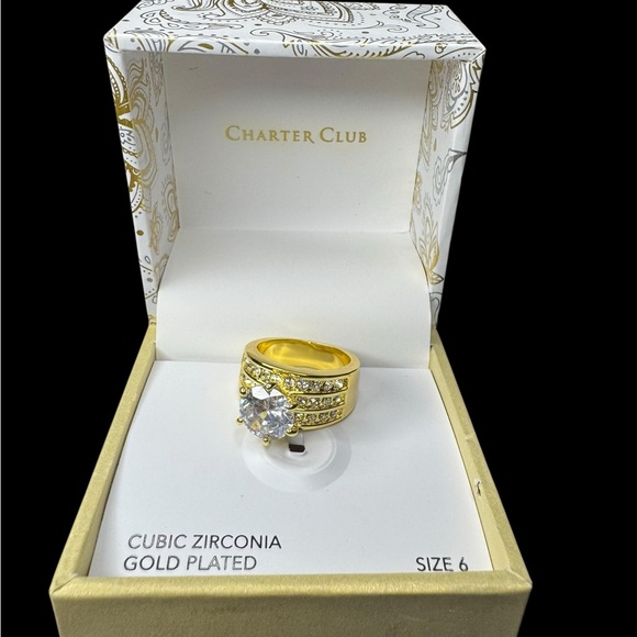 Charter Club Gold Played Cubic Zirconia Ring - Picture 1 of 4